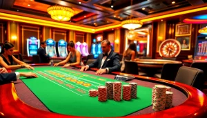 Betting at a baccarat table with chips and cards on https://xx88.us/, showcasing luxury gambling.
