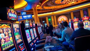 Players enjoying thrilling slot games in a vibrant casino atmosphere.