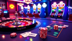 Engaging casino scene showcasing lego138 with vibrant roulette wheels and interactive betting interfaces.
