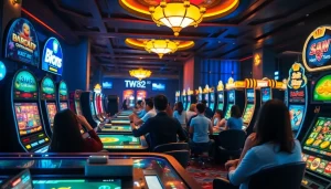 Vibrant online gaming scene featuring players at ww88 casino, celebrating wins in baccarat and slot machines.