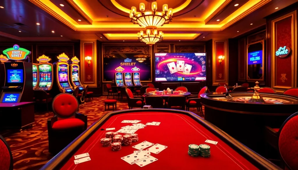 Engaging SHBET online gaming scene showcasing luxurious casino elements and vibrant gameplay.