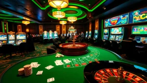 Experience the excitement of gambling at https://new88.gold/ featuring poker chips and roulette wheels.