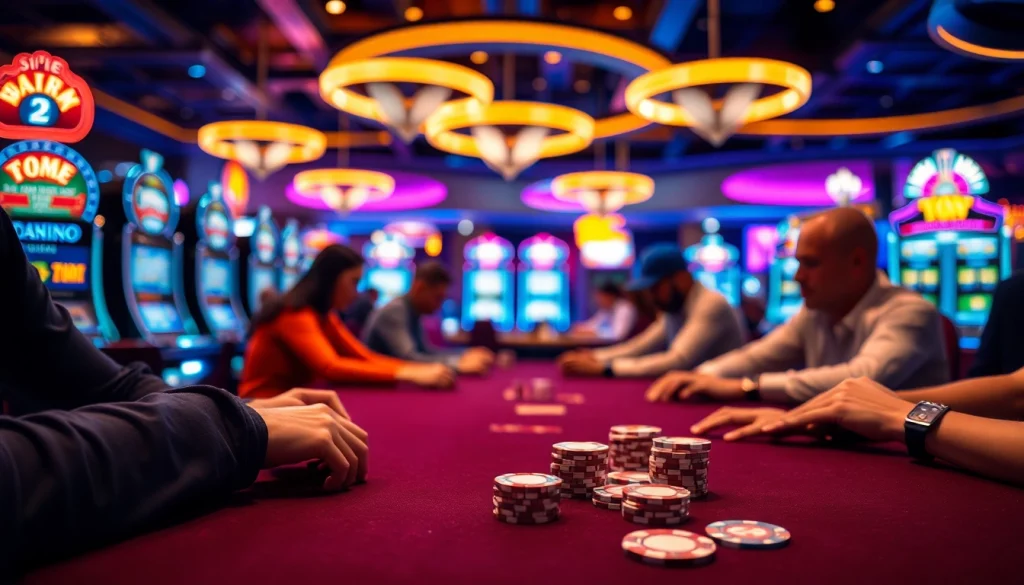 Permainan SBOBET menyenangkan di meja poker dengan suasana kasino yang ramai.