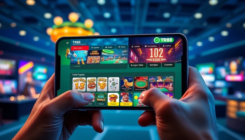 Experience TR88's vibrant online gambling interface, showcasing exciting games and user engagement.