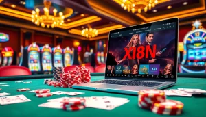 Engage in thrilling casino games at https://xx88csn.com/ with colorful poker chips and vibrant slot machines.
