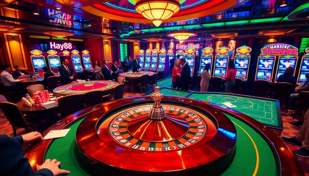 Experience the thrill of Hay88 with engaging casino activities and vibrant gaming tables.