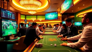 Engaging in situs judi bola betting in a vibrant casino atmosphere with excitement and luxury.