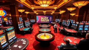 Exciting casino atmosphere highlighting Slot gacor with vibrant games and promotional excitement.