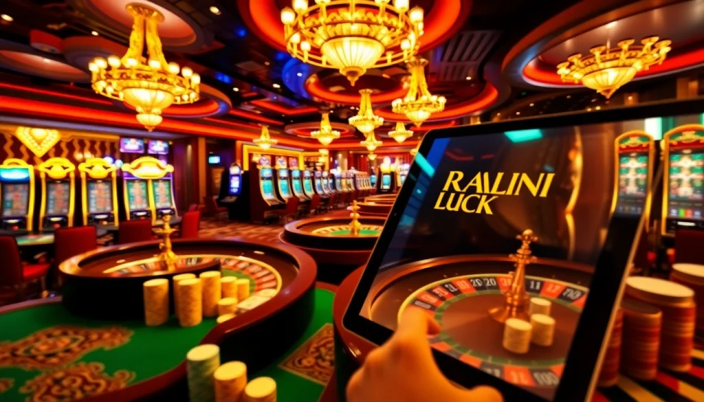 raja luck gaming excitement at an elegant casino table with chips and cards