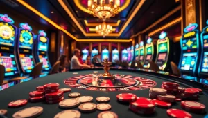 KONG88 roulette table showcasing vibrant gameplay with excited players and luxurious casino details.