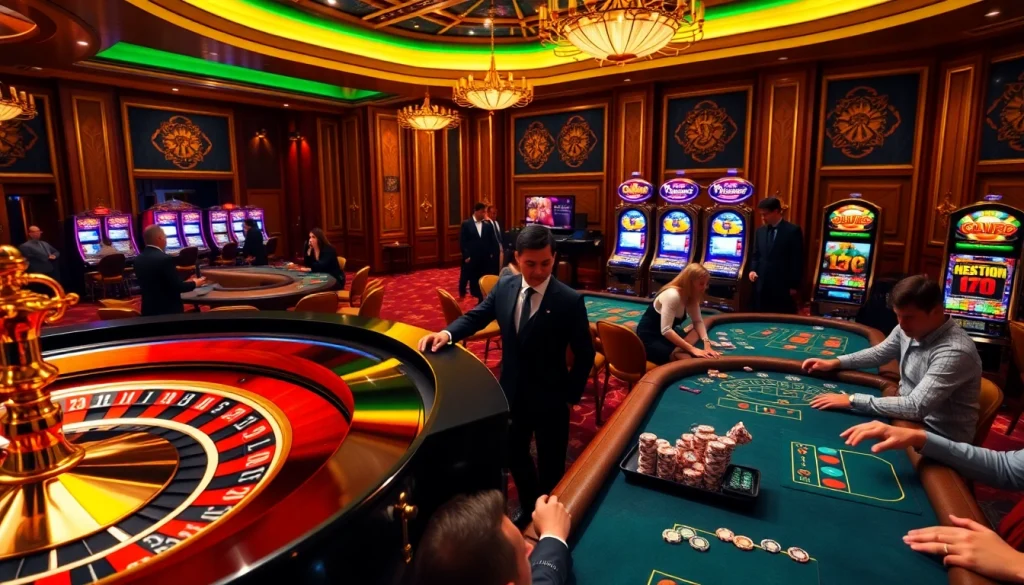 Players winning at the roulette table at https://luck882.co.com/, celebrating their excitement in a luxurious casino setting.