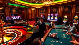 Players winning at the roulette table at https://luck882.co.com/, celebrating their excitement in a luxurious casino setting.