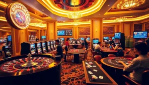 Experience thrilling gaming action at sx88's luxurious casino tables filled with poker chips.