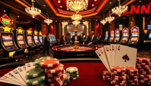 Experience the excitement of playing casino games at 88nn with vibrant poker chips and roulette tables.